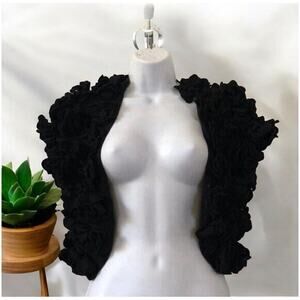 Michelle Taylor Boil Wool crop bolo cardigan Women’s Size XS‎ Rave Nightlife